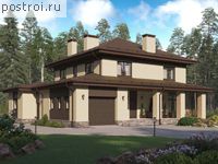 M-288-1K проект двухэтажного дома из кирпича с гаражом размером 18 на 15 