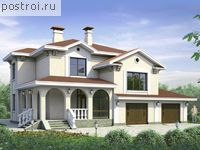 M-303-1K проект двухэтажного коттеджа из кирпича с гаражом размером 18 на 16 