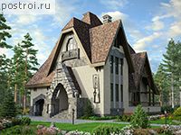 M-314-1K проект двухэтажного коттеджа из кирпича с мансардой и гаражом размером 15 на 13 