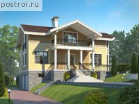 M-409-1P проект двухэтажного дома из газобетона с цоколем и гаражом размером 16 на 17