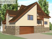 M-482-1K проект двухэтажного дома из кирпича с цоколем и гаражом размером 18 на 17 