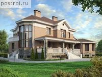 M-592-1K проект двухэтажного дома из кирпича с цоколем размером 19 на 21 