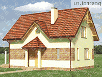 A-095-1K проект одноэтажного коттеджа из кирпича с мансардой размером 7 на 10  - вид спереди