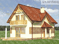 A-095-1K проект одноэтажного коттеджа из кирпича с мансардой размером 7 на 10  - вид справа