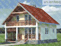 A-099-1P проект одноэтажного коттеджа из пеноблока с мансардой и гаражом размером 8 на 8 - вид спереди A-099-1P проект одноэтажного коттеджа из пеноблока с мансардой и гаражом размером 8 на 8 - вид спереди