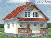 A-099-1P проект одноэтажного коттеджа из пеноблока с мансардой и гаражом размером 8 на 8 - вид слева A-099-1P проект одноэтажного коттеджа из пеноблока с мансардой и гаражом размером 8 на 8 - вид слева