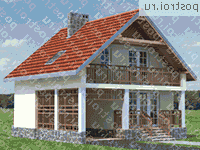 A-099-1P проект одноэтажного коттеджа из пеноблока с мансардой и гаражом размером 8 на 8 - вид справа A-099-1P проект одноэтажного коттеджа из пеноблока с мансардой и гаражом размером 8 на 8 - вид справа