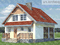 A-099-1P проект одноэтажного коттеджа из пеноблока с мансардой и гаражом размером 8 на 8 - вид сзади A-099-1P проект одноэтажного коттеджа из пеноблока с мансардой и гаражом размером 8 на 8 - вид сзади