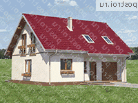 A-138-1P проект одноэтажного дома из газобетона с мансардой и гаражом размером 8 на 11  - вид спереди