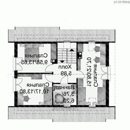 A-138-1P проект одноэтажного дома из газобетона с мансардой и гаражом размером 8 на 11  - мансарда