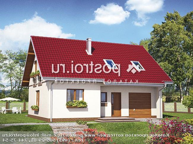 A-138-1P проект одноэтажного дома из газобетона с мансардой и гаражом размером 8 на 11 