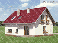 A-138-1P проект одноэтажного дома из газобетона с мансардой и гаражом размером 8 на 11  - вид справа