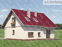 A-138-1P проект одноэтажного дома из газобетона с мансардой и гаражом размером 8 на 11  - вид сзади