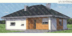 A-154-1P проект одноэтажного коттеджа из пенобетона размером 10 на 13  - вид спереди