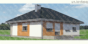 A-154-1P проект одноэтажного коттеджа из пенобетона размером 10 на 13  - вид слева