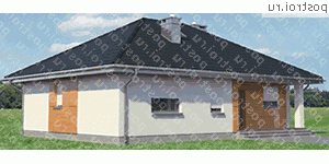 A-154-1P проект одноэтажного коттеджа из пенобетона размером 10 на 13  - вид справа