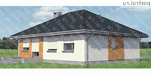 A-154-1P проект одноэтажного коттеджа из пенобетона размером 10 на 13  - вид сзади