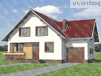 A-166-1K проект одноэтажного дома из кирпича с мансардой и гаражом размером 9 на 12 - вид спереди A-166-1K проект одноэтажного дома из кирпича с мансардой и гаражом размером 9 на 12 - вид спереди