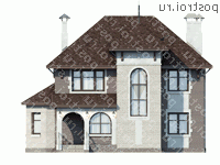 A-188-1P проект двухэтажного коттеджа из пенобетона размером 13 на 10 - вид спереди A-188-1P проект двухэтажного коттеджа из пенобетона размером 13 на 10 - вид спереди