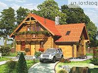 A-191-1D проект одноэтажного деревянного коттеджа из бруса с мансардой и гаражом размером 10 на 12 