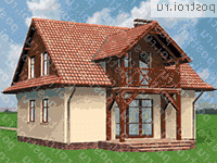 A-194-1K проект одноэтажного коттеджа из кирпича с мансардой размером 9 на 9  - вид спереди