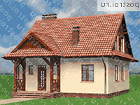 A-194-1K проект одноэтажного коттеджа из кирпича с мансардой размером 9 на 9  - вид справа