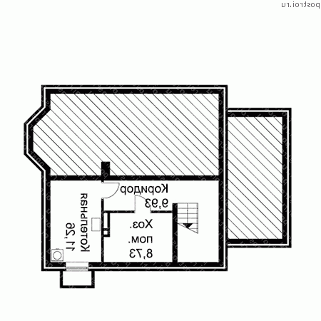 A-198-1K проект двухэтажного коттеджа из кирпича с цоколем и мансардой и гаражом размером 10 на 14  - цоколь