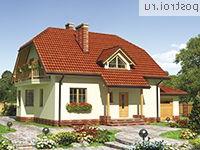 A-198-1K проект двухэтажного коттеджа из кирпича с цоколем и мансардой и гаражом размером 10 на 14 