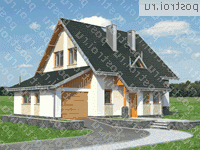 A-199-1K проект одноэтажного коттеджа из кирпича с мансардой и гаражом размером 10 на 12  - вид справа