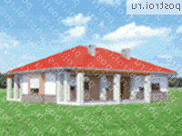 A-217-1P проект одноэтажного дома из пенобетона размером 12 на 16  - вид спереди