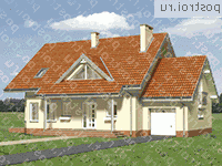 A-227-1P проект одноэтажного коттеджа из газобетона с мансардой и гаражом размером 11 на 16  - вид спереди