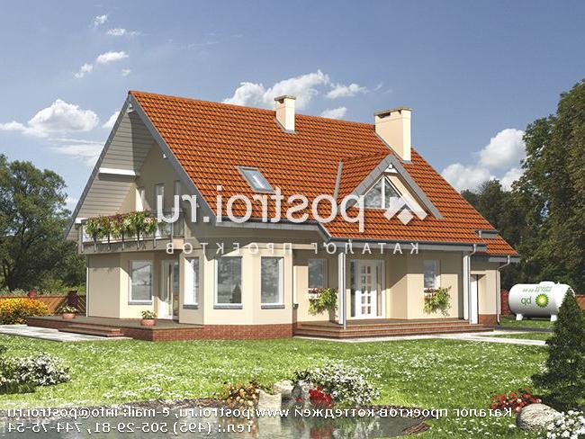 A-227-1P проект одноэтажного коттеджа из газобетона с мансардой и гаражом размером 11 на 16 