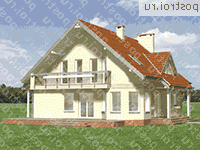 A-227-1P проект одноэтажного коттеджа из газобетона с мансардой и гаражом размером 11 на 16  - вид справа