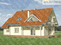 A-227-1P проект одноэтажного коттеджа из газобетона с мансардой и гаражом размером 11 на 16  - вид сзади