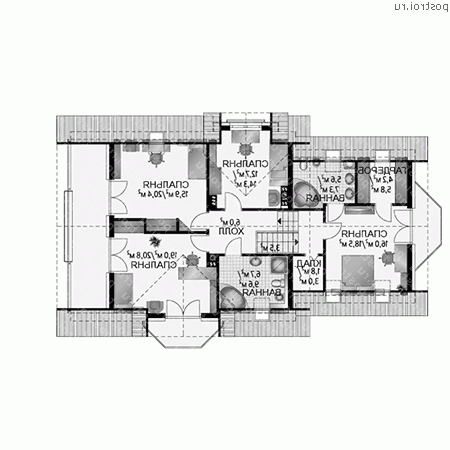 A-232-1P проект одноэтажного дома из газобетона с мансардой и гаражом размером 11 на 18 - мансарда A-232-1P проект одноэтажного дома из газобетона с мансардой и гаражом размером 11 на 18 - мансарда