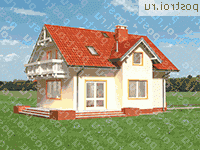 A-243-1K проект одноэтажного дома из кирпича с мансардой и гаражом размером 10 на 12  - вид справа