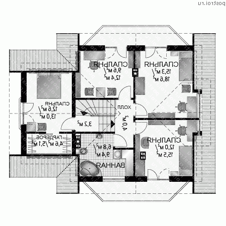 A-247-1P проект одноэтажного дома из пеноблоков с мансардой и гаражом размером 9 на 13 - мансарда A-247-1P проект одноэтажного дома из пеноблоков с мансардой и гаражом размером 9 на 13 - мансарда