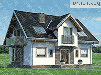 A-248-1P проект одноэтажного дома из газобетона с мансардой размером 10 на 13  - вид спереди