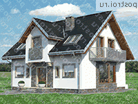 A-248-1P проект одноэтажного дома из газобетона с мансардой размером 10 на 13  - вид слева