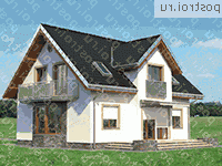 A-248-1P проект одноэтажного дома из газобетона с мансардой размером 10 на 13  - вид сзади