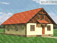 A-263-1K проект одноэтажного коттеджа из кирпича с мансардой размером 12 на 9  - вид спереди