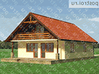 A-263-1K проект одноэтажного коттеджа из кирпича с мансардой размером 12 на 9  - вид сзади