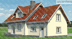 A-264-1K проект одноэтажного дома из кирпича с мансардой и гаражом размером 9 на 15  - вид справа