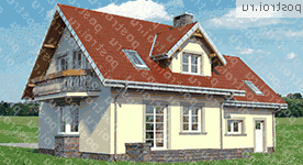 A-264-1K проект одноэтажного дома из кирпича с мансардой и гаражом размером 9 на 15  - вид сзади