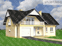 A-268-1K проект одноэтажного дома из кирпича с мансардой и гаражом размером 10 на 13  - вид справа