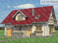 A-280-1P проект одноэтажного дома из пеноблоков с мансардой и гаражом размером 9 на 12  - вид спереди