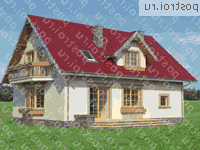 A-280-1P проект одноэтажного дома из пеноблоков с мансардой и гаражом размером 9 на 12  - вид слева