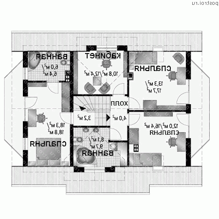 A-280-1P проект одноэтажного дома из пеноблоков с мансардой и гаражом размером 9 на 12  - мансарда