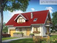 A-280-1P проект одноэтажного дома из пеноблоков с мансардой и гаражом размером 9 на 12 