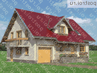 A-280-1P проект одноэтажного дома из пеноблоков с мансардой и гаражом размером 9 на 12  - вид справа